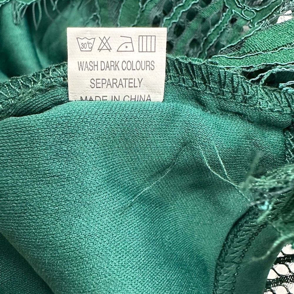 Aooksmery Women's Size M Lace Mini Dress‎ Emerald Green Tie Back New - Picture 11 of 15